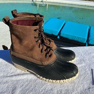 LL Bean Duck Boots Brown High leather lace up Men’s 11m Hunting Snow Rain